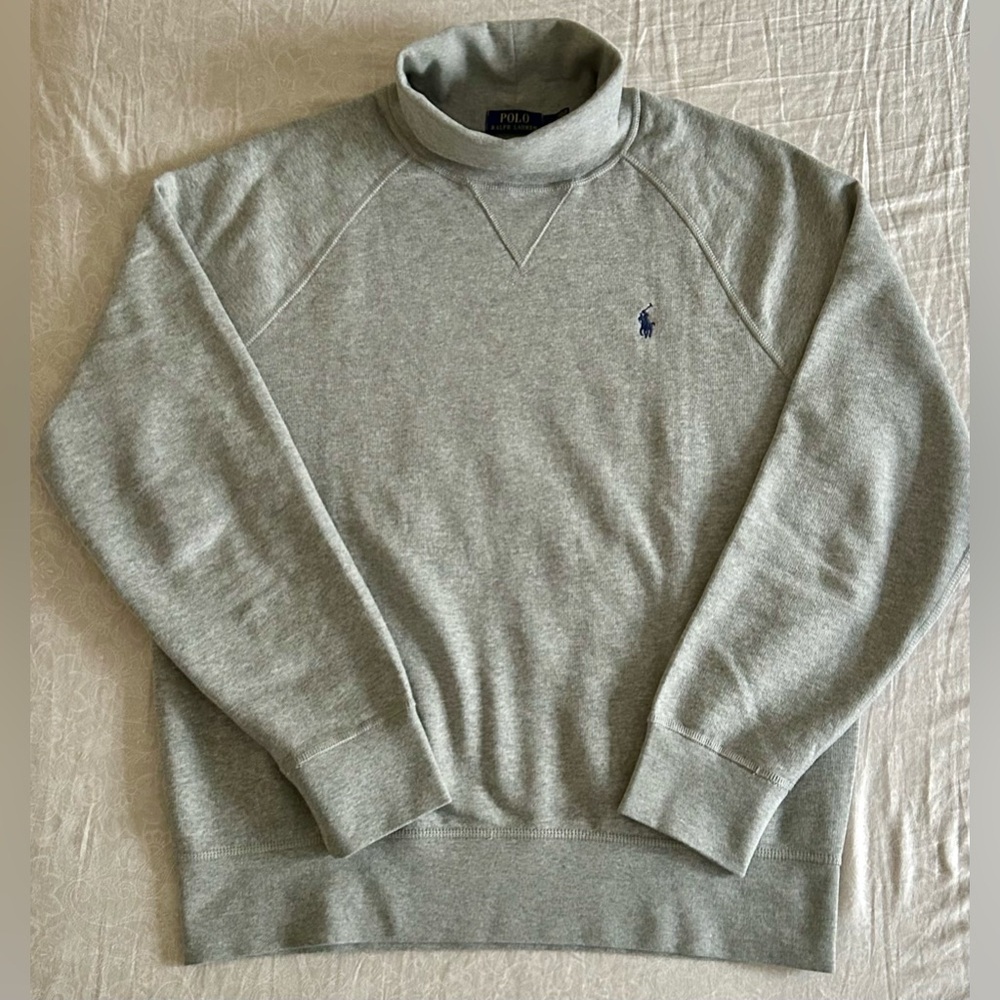 Polo by Ralph Lauren Fleece Turtleneck Sweatshirt - Large - Heather Grey